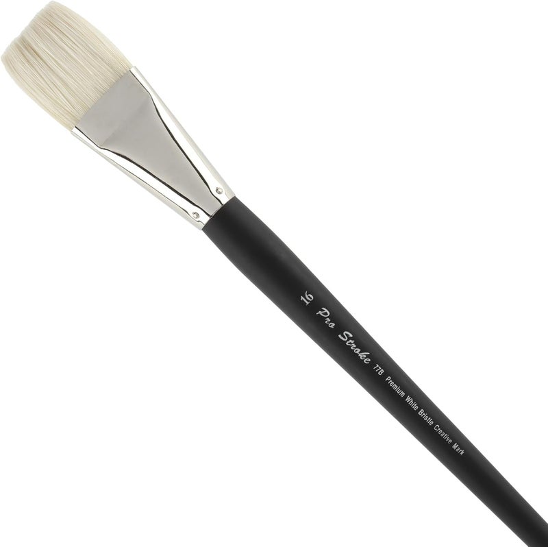 Creative Mark Pro Stroke Premium White Chungking Hog Bristle Artist Paint Brush - Bright # 16 - Natural Bristle Brush w/Great Control Suitable for Oils, Watercolors, Acrylics, Alkyds, Caseins - Image 1